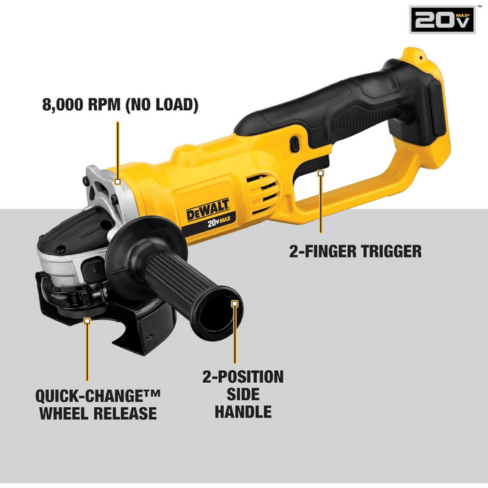 DEWALT 20V MAX 4-1/2 Inch Angle Grinder Tool, Cordless, Bare Tool Only (DCG412B)