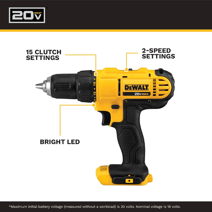 DEWALT DCD771C2 20V MAX Drill/Driver Kit with 2 Batteries